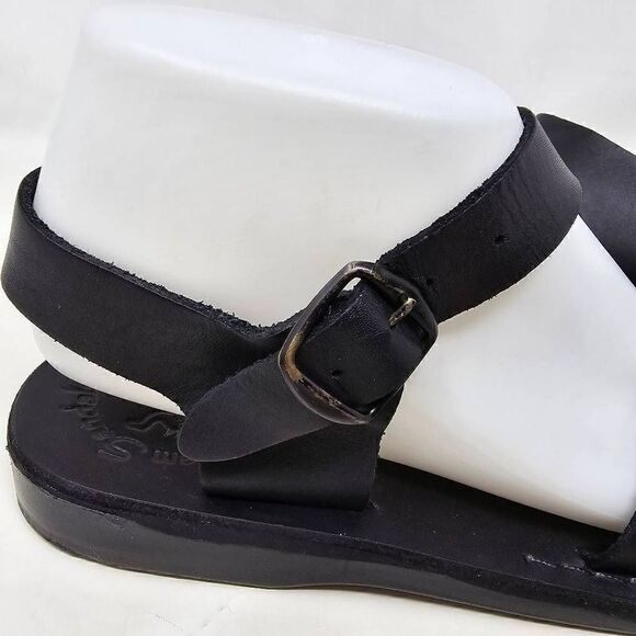 JERUSALEM SANDALS THE ORIGINAL JESUS BLACK LEATHER STRAPPY BUCKLE WOMENS US 6 - Picture 3 of 6